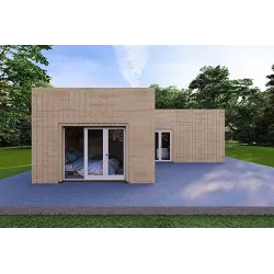 Casa abitabile in legno tetto piano YARA 55 m² 60/120/30/40 mm, vista frontale