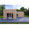 Casa abitabile in legno tetto piano YARA 55 m² 60/120/30/40 mm, vista frontale