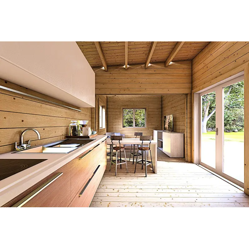 Casa abitabile in legno tetto piano YARA 55 m² 60/120/30/40 mm, interno open space