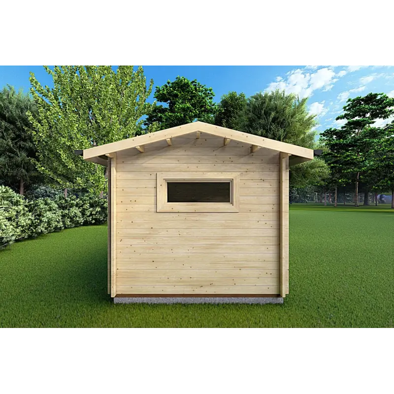 Casetta in legno con legnaia FRIDA 6.4x3 44mm, lato sinistro