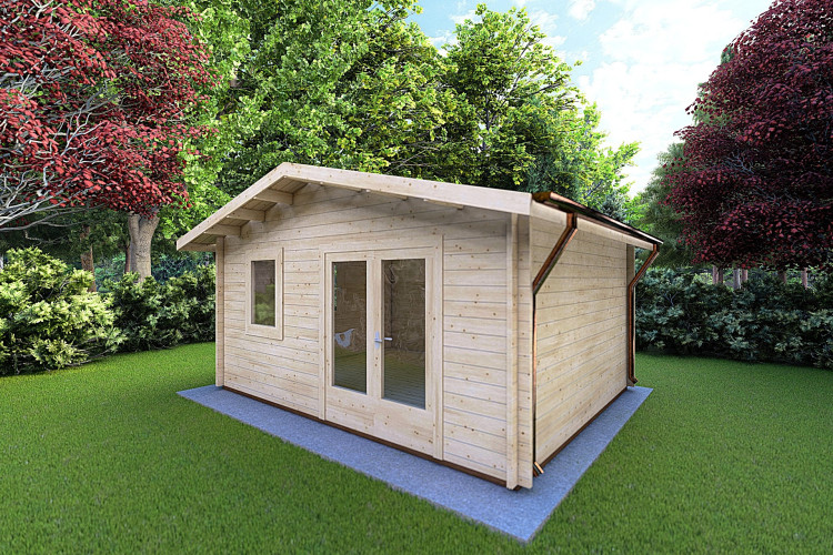 Casetta in legno EMILY 5x4 44mm, fronte lato destro
