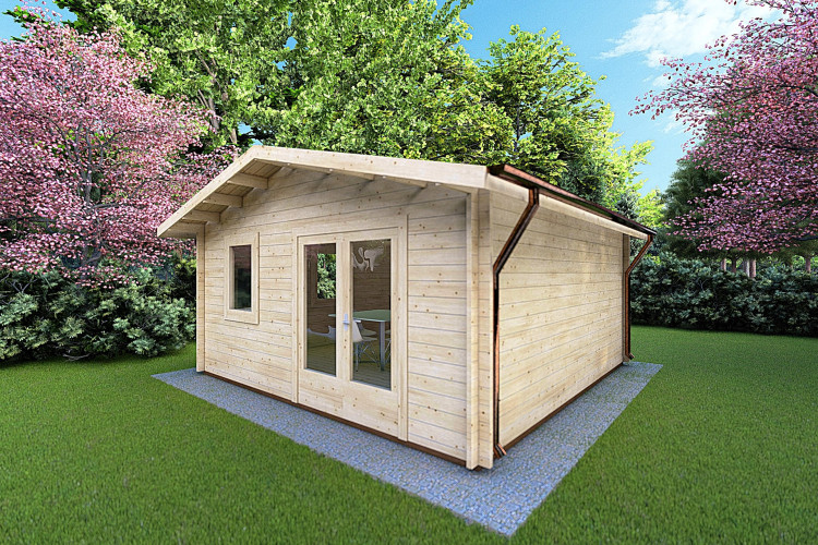 Casa in legno MATILDE 6x6 44mm, fronte lato destro