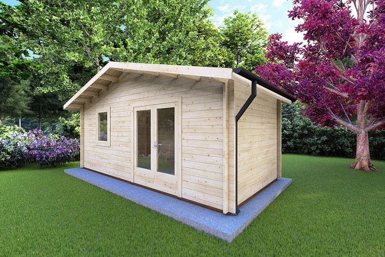 Casetta in legno EMILY 6x3 44mm, fronte lato destro
