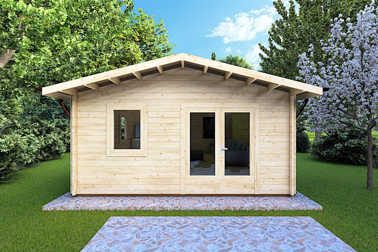 Casa in legno da giardino EMILY 5x6 44mm, vista frontale