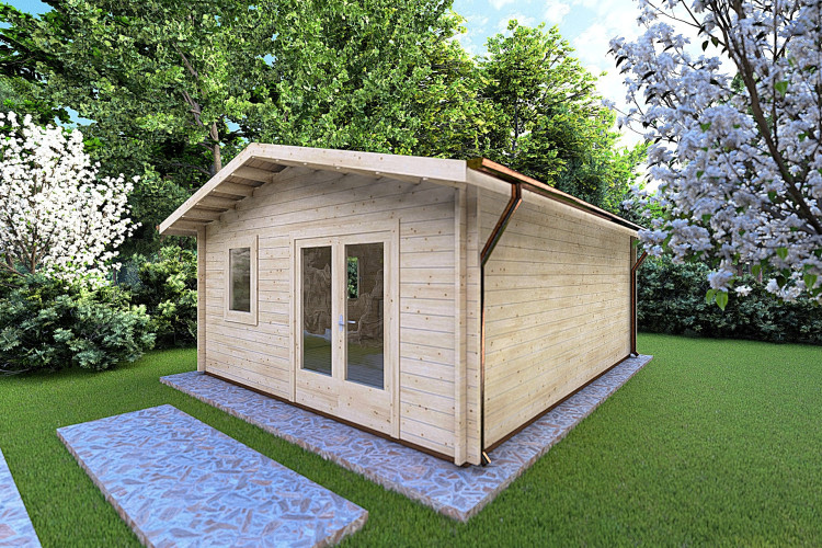 Casa in legno da giardino EMILY 5x6 44mm, fronte lato destro