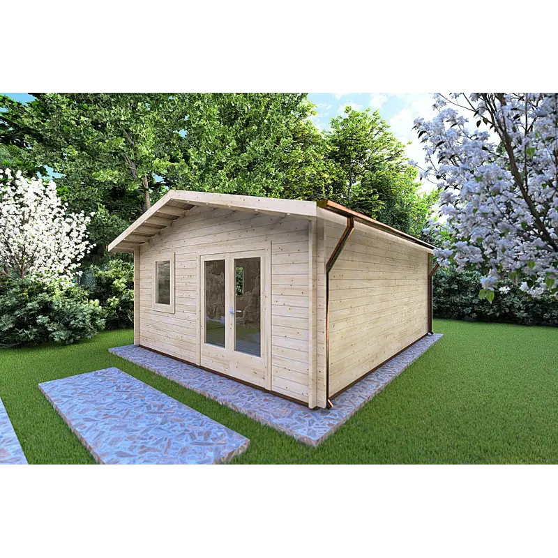 Casa in legno da giardino EMILY 5x6 44mm, fronte lato destro