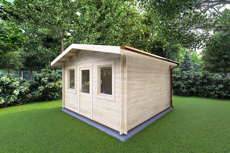Casa in legno da giardino CHIARA 5x5 44mm, fronte lato destro