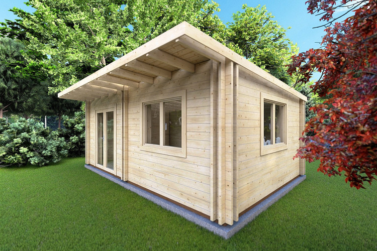 Casa coibentata di legno una stanza ELENA 25 m² 44/100/44 mm, fronte lato destro