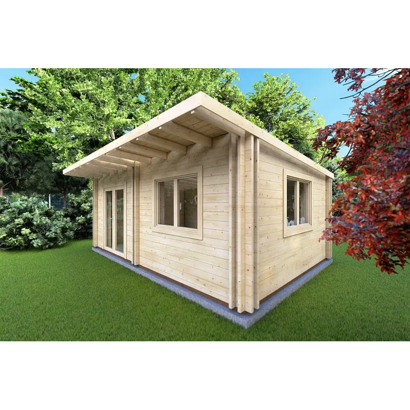 Casa coibentata di legno una stanza ELENA 25 m² 44/100/44 mm, fronte lato destro