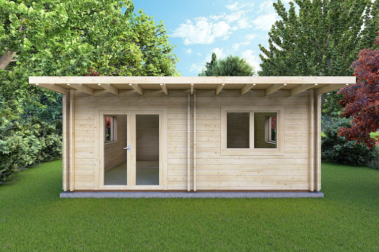 Casa coibentata di legno una stanza ELENA 25 m² 44/100/44 mm, vista frontale