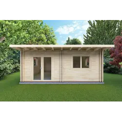 Casa coibentata di legno una stanza ELENA 25 m² 44/100/44 mm, vista frontale