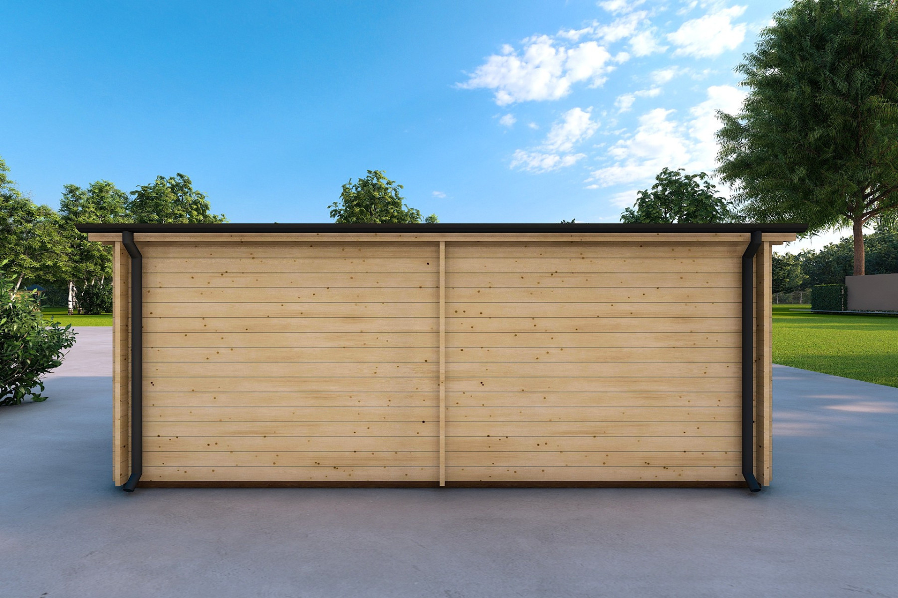 Garage in legno doppio a monofalda 6x6 44mm, retro