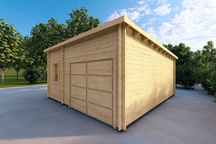 Garage di legno con ripostiglio indipendente 6x5.4 44mm, fronte lato destro