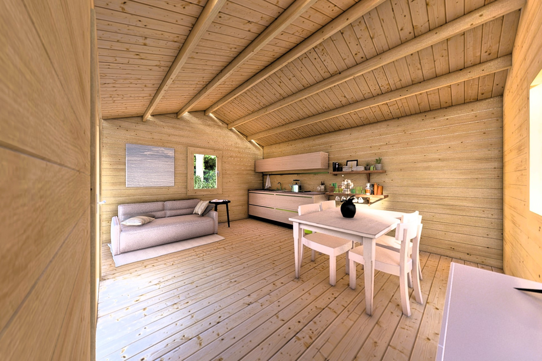 Casa in legno da giardino CLARA 5.2x4.2 44mm, interno
