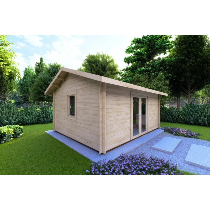 Casa in legno da giardino CLARA 5.2x4.2 44mm, fronte lato sinistro