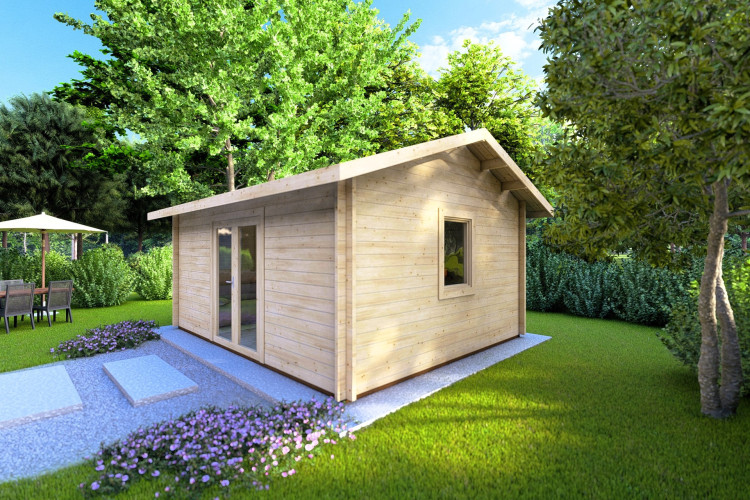 Casa in legno da giardino CLARA 5.2x4.2 44mm, fronte lato destro