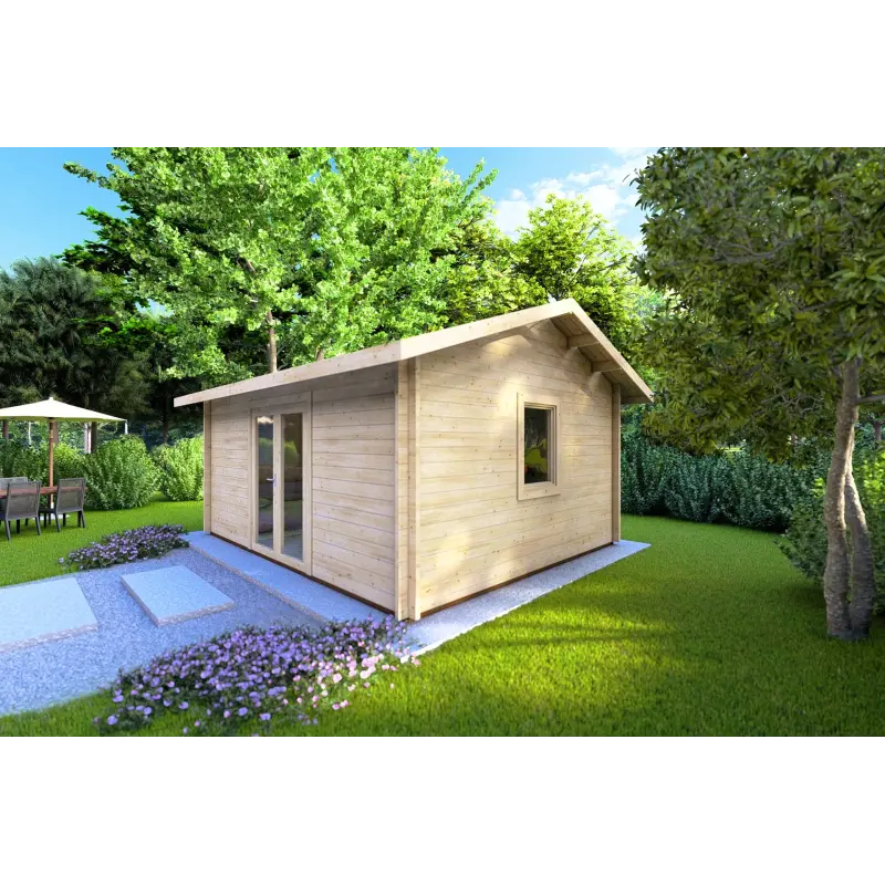 Casa in legno da giardino CLARA 5.2x4.2 44mm, fronte lato destro