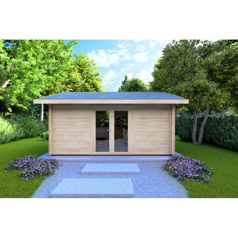 Casa in legno da giardino CLARA 5.2x4.2 44mm, vista frontale