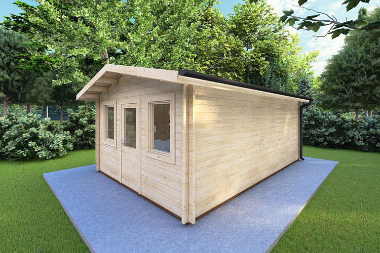 Casetta in legno CHIARA 4x6 44mm, fronte lato destro