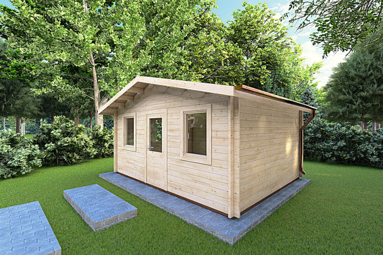 Casetta da giardino CHIARA 5x4 44mm, fronte lato destro