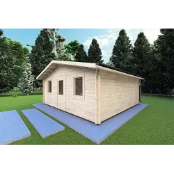 Casa di legno CHIARA 6x6 44mm, fronte lato destro