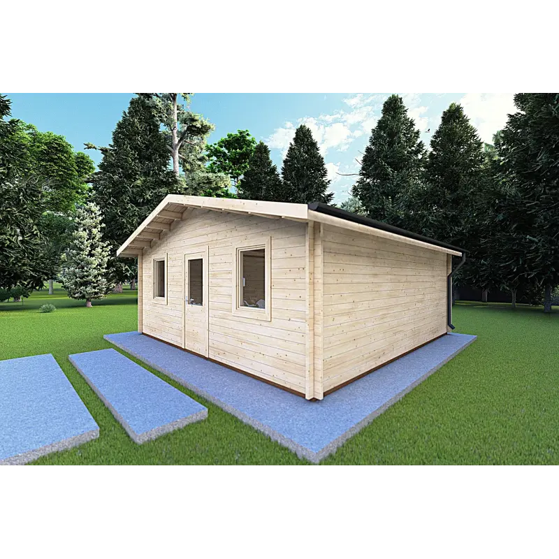 Casa di legno CHIARA 6x6 44mm, fronte lato destro