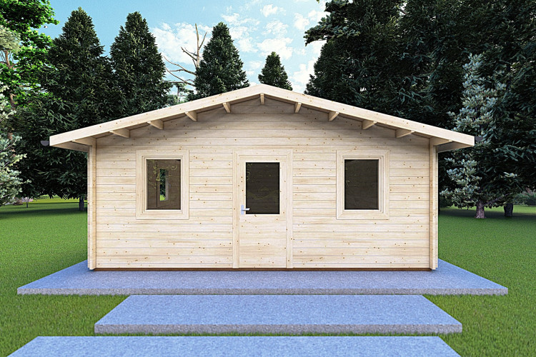 Casa di legno CHIARA 6x6 44mm, vista frontale