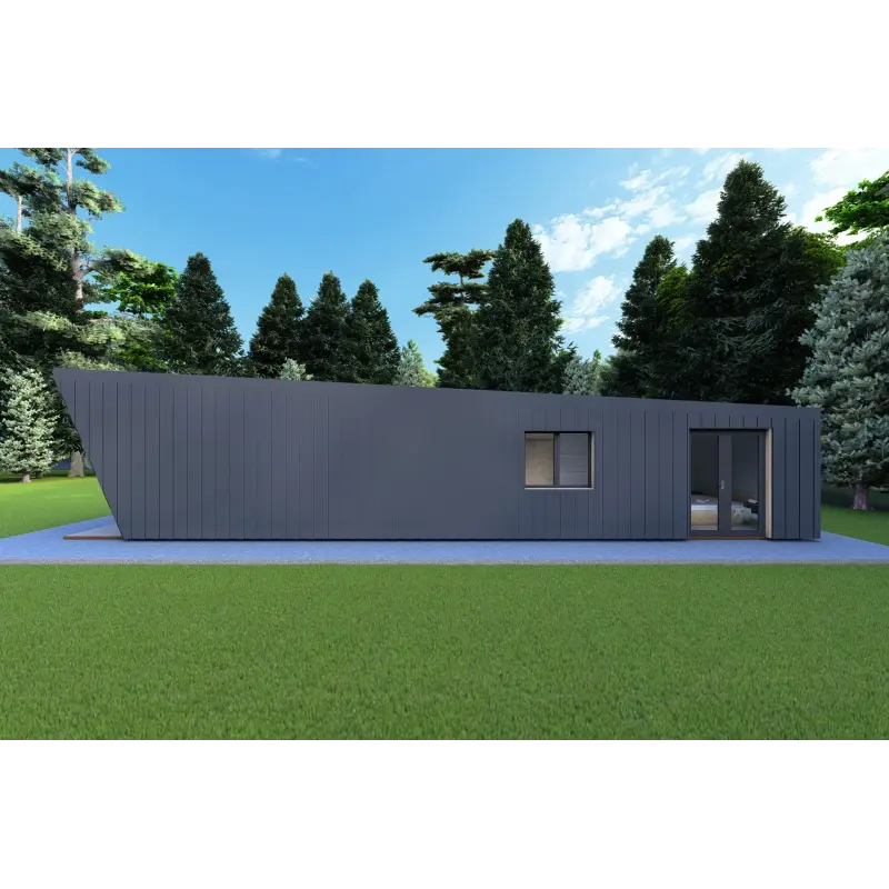 Bungalow in legno VISION 1 con patio 4x14 44/100/30/40 mm, lato destro color antracite