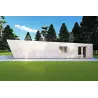 Bungalow in legno VISION 1 con patio 4x14 44/100/30/40 mm, lato destro color grigio legno