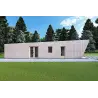 Bungalow in legno VISION 1 con patio 4x14 44/100/30/40 mm, lato sinistro color grigio legno