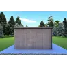 Bungalow in legno VISION 1 con patio 4x14 44/100/30/40 mm, retro color grigio legno