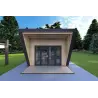 Bungalow in legno VISION 1 con patio 4x14 44/100/30/40 mm, vista frontale color antracite