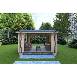 Gazebo in legno STELLA 4x3 68mm, vista frontale