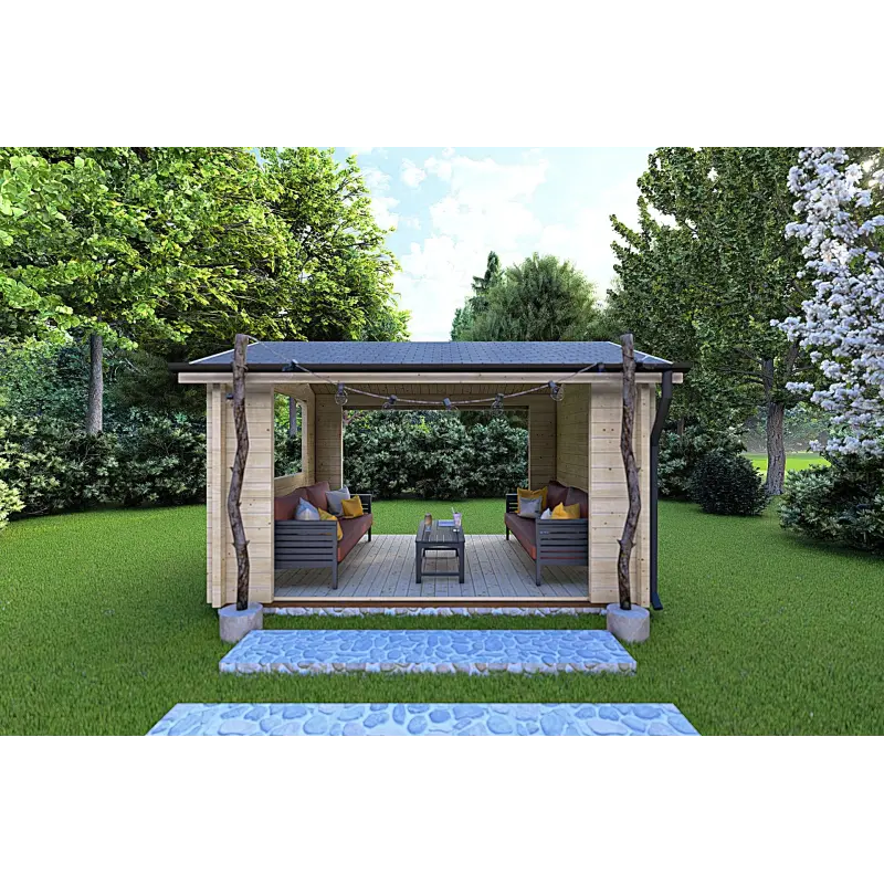Gazebo in legno STELLA 4x3 68mm, vista frontale