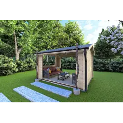 Gazebo in legno STELLA 4x3 68mm, fronte lato destro
