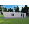 Bungalow in legno VISION 1 SMALL "S" con patio 4x11 44/100/30/40, lato destro color grigio legno