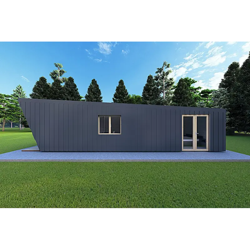 Bungalow in legno VISION 1 SMALL "S" con patio 4x11 44/100/30/40, lato destro color antracite