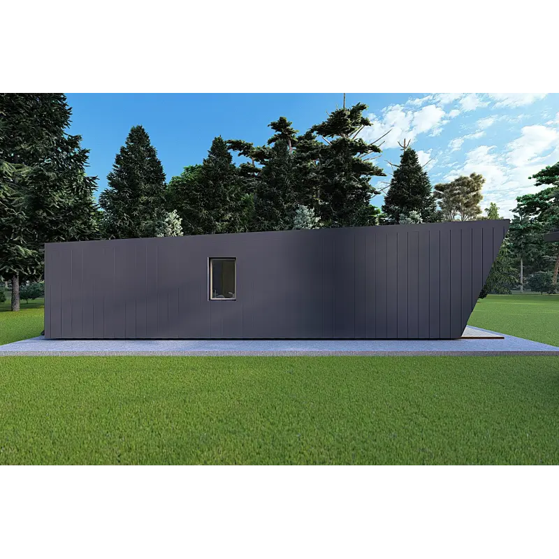 Bungalow in legno VISION 1 SMALL "S" con patio 4x11 44/100/30/40, lato sinistro color antracite