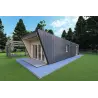 Bungalow in legno VISION 1 SMALL "S" con patio 4x11 44/100/30/40, fronte lato destro color antracite