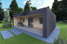Bungalow di legno VISION 2 con patio 8x6 60/100/30/40 mm, fronte lato destro modello antracite