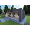 Bungalow di legno VISION 2 con patio 8x6 60/100/30/40 mm, fronte lato destro modello antracite