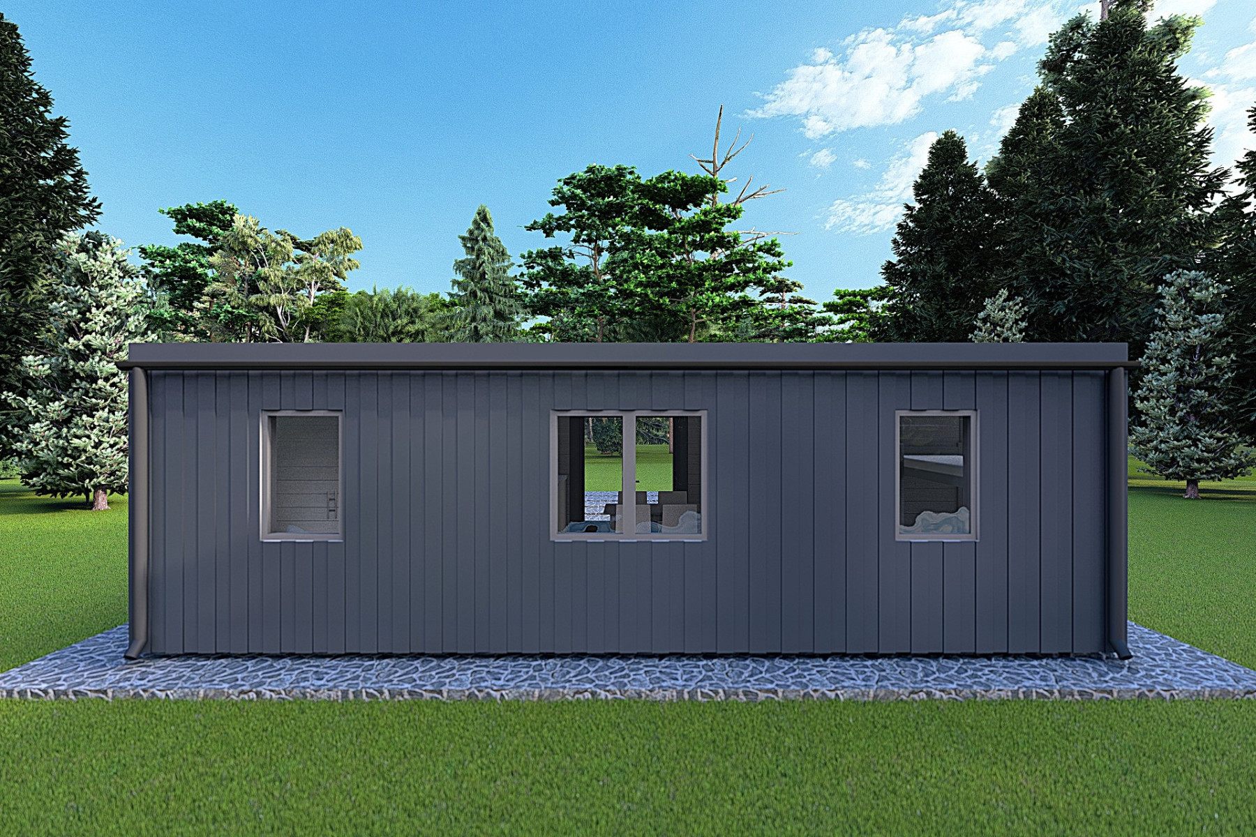 Bungalow di legno VISION 2 con patio 8x6 60/100/30/40 mm, retro modello antracite