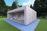 Bungalow di legno VISION 2 con patio 8x6 60/100/30/40 mm, fronte lato destro modello grigio legno