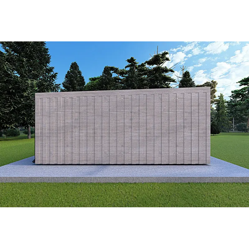 Bungalow di legno VISION 2 con patio 8x6 60/100/30/40 mm, lato sinistro modello grigio legno