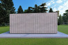 Bungalow di legno VISION 2 con patio 8x6 60/100/30/40 mm, lato sinistro modello grigio legno