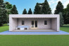 Bungalow di legno VISION 2 con patio 8x6 60/100/30/40 mm, vista frontale modello grigio legno