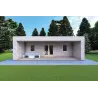 Bungalow di legno VISION 2 con patio 8x6 60/100/30/40 mm, vista frontale modello grigio legno
