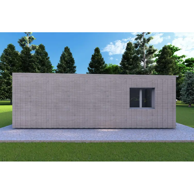Bungalow di legno VISION 2 CUBE "C" con patio 7x8 44/100/30/40 mm, lato destro modello grigio legno