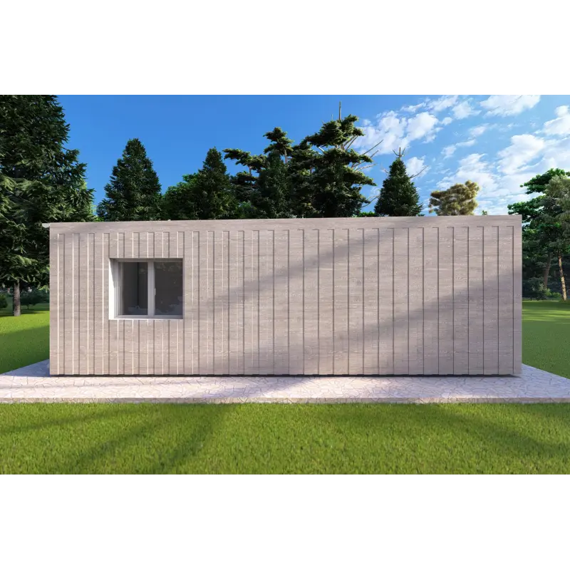 Bungalow di legno VISION 2 CUBE "C" con patio 7x8 44/100/30/40 mm, lato sinistro modello grigio legno