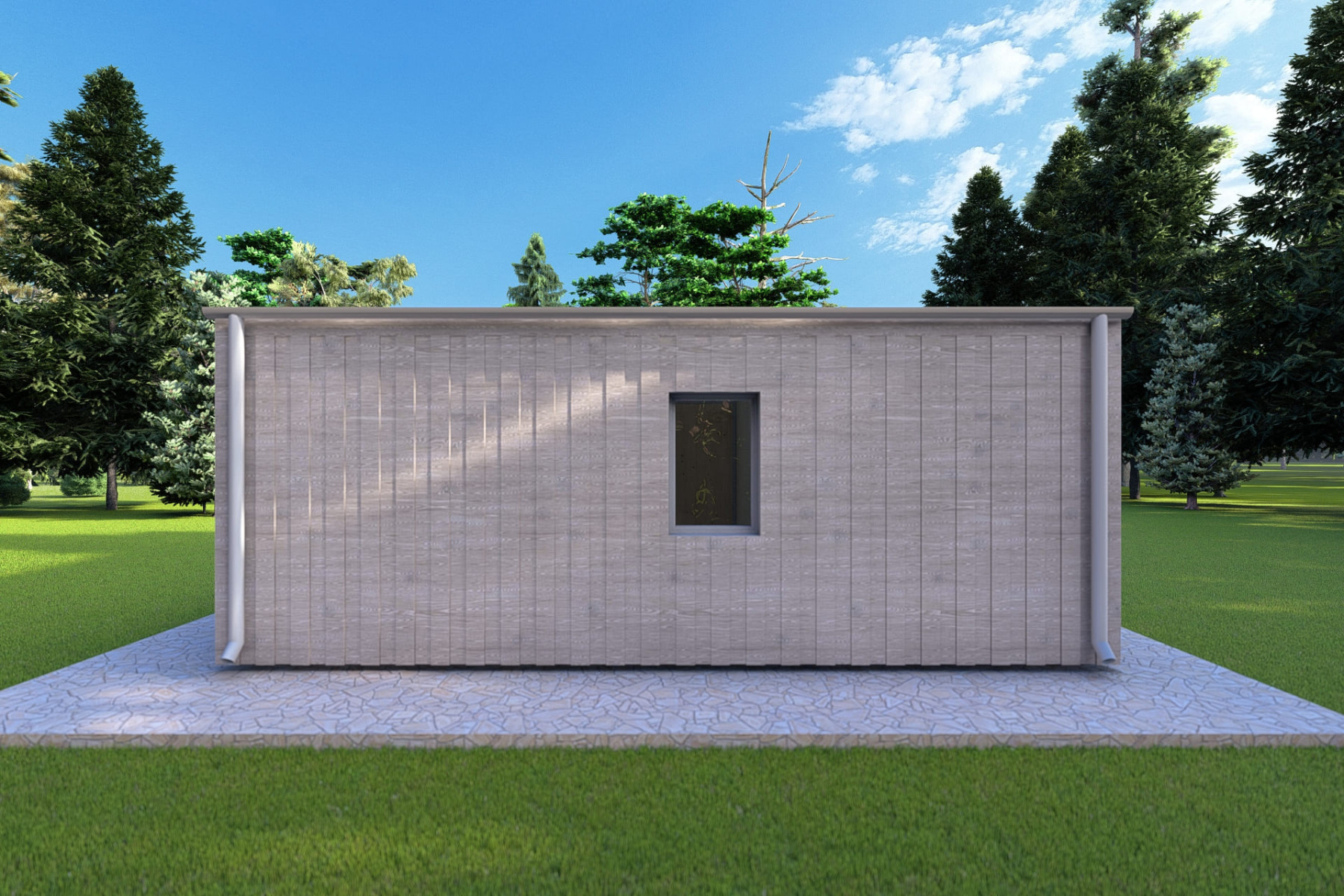 Bungalow di legno VISION 2 CUBE "C" con patio 7x8 44/100/30/40 mm, retro modello grigio legno